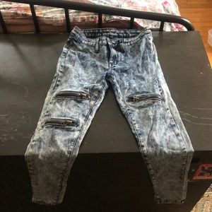 Acid Wash zipper Jeans